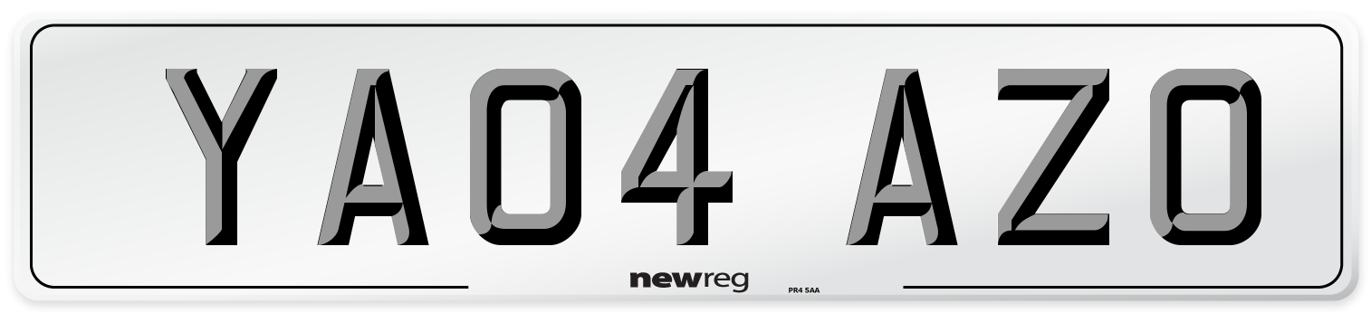 YA04 AZO Number Plate from New Reg